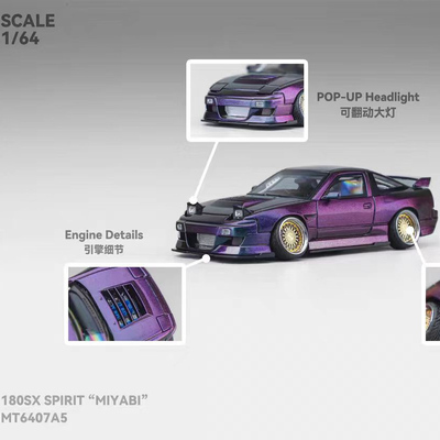 MicroTurbo-MT-2025GMHS展会版180SX Spirit玲变色龙汽车模型1:64
