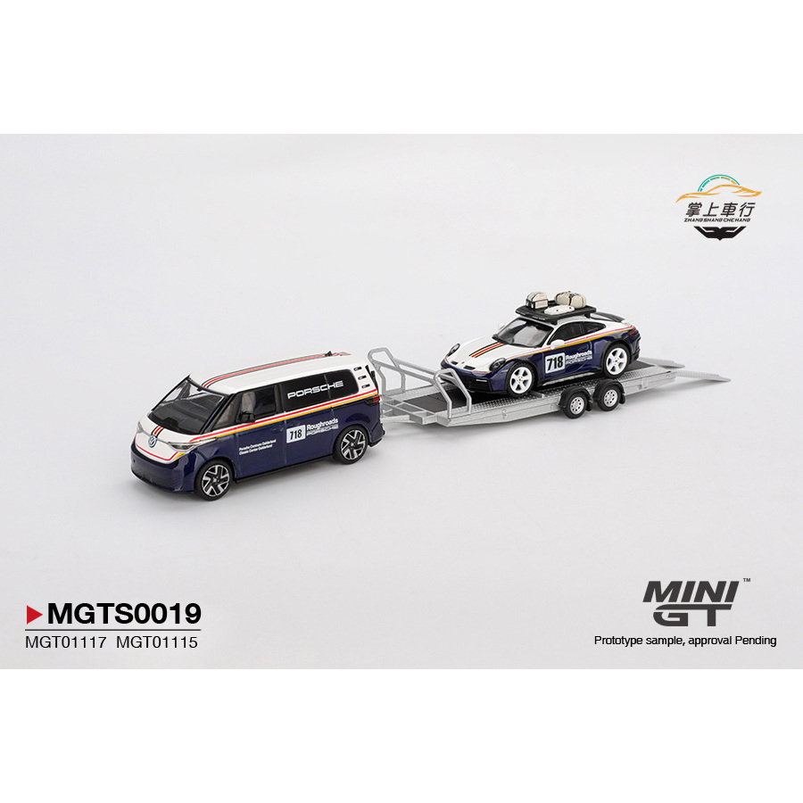 MINIGT#S0019-保时捷Porsche 911 Volkswagen拖车套装模型-1:64