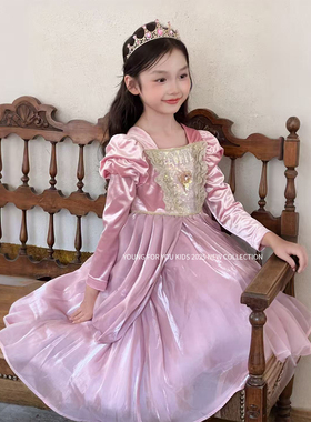 YFY秋冬女童爱丽儿公主美人鱼宫廷风复古连衣裙公主裙生日礼服