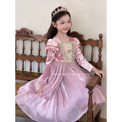 YFY秋冬女童爱丽儿公主美人鱼宫廷风复古连衣裙公主裙生日礼服