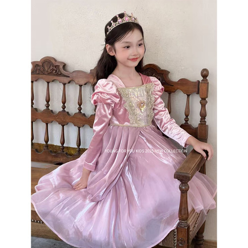 YFY秋冬女童爱丽儿公主美人鱼宫廷风复古连衣裙公主裙生日礼服