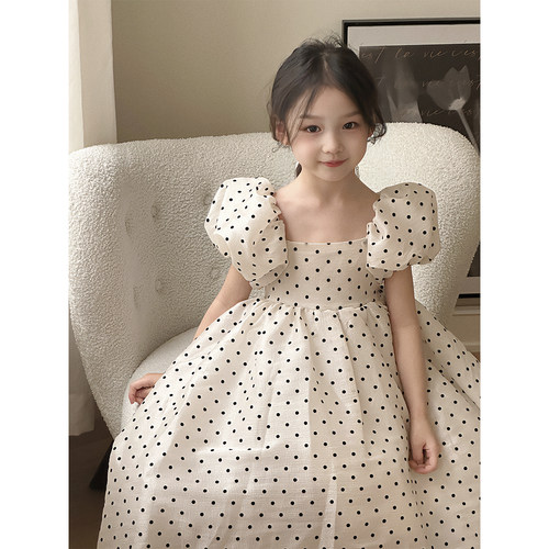 连衣裙泡泡袖波点女童夏季