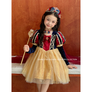 YFY秋冬女童白雪公主洛丽塔连衣裙公主裙送披风生日礼服蓬蓬裙