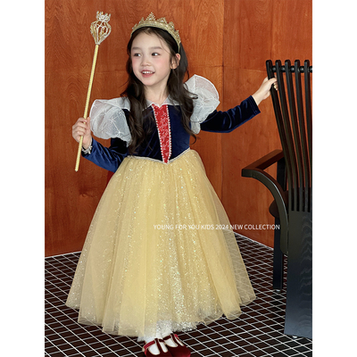 YFY秋冬女童白雪公主生日礼服公主裙连衣裙长裙披风万圣节表演cos