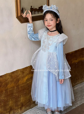 YFY秋冬女童辛德瑞拉公主裙连衣裙生日礼服灰姑娘高定亮片网纱裙