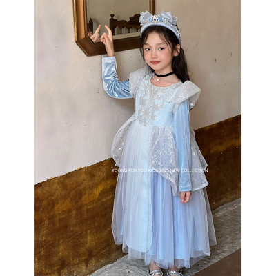 YFY秋冬女童辛德瑞拉公主裙连衣裙生日礼服灰姑娘高定亮片网纱裙