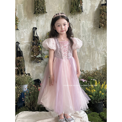 女童乐佩公主裙艾莎公主连衣裙