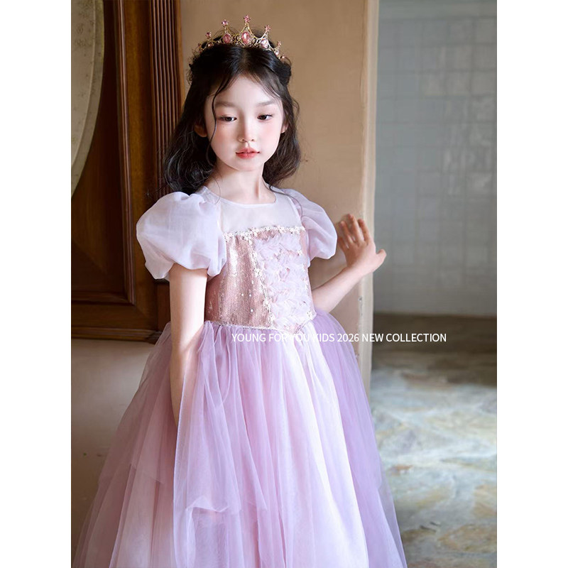 YFY春夏女童乐佩公主连衣裙网纱公主裙生日礼服高定长发公主六一