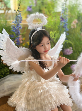 女童白色花嫁婚纱小天使洛丽塔连衣裙礼服花童公主裙生日夏六一