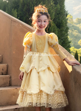 YFY秋冬女童贝儿公主连衣裙公主裙宫廷复古高定生日礼服刺绣