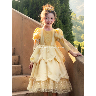 YFY秋冬女童贝儿公主连衣裙公主裙宫廷复古高定生日礼服刺绣