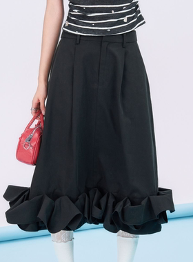 DUBZZY【云卷花落】原创千金风设计感重工花瓣长裙半身裙女Q210S2