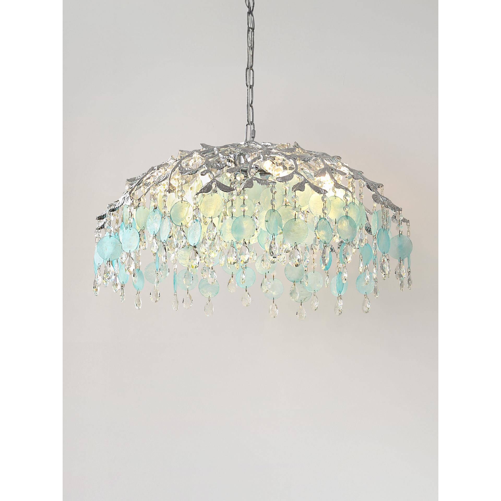 法式轻奢贝壳水晶吊灯 薄荷绿艺术氛围感卧室客厅主卧网红灯具