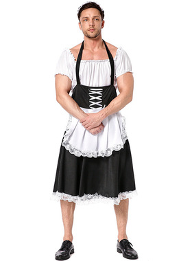 品色法国黑白色男仆装女佣欧美亚马逊货源新品男管家角色扮演服装