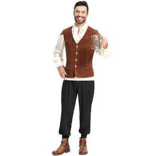 万圣节服装文艺复兴时期维多利亚时代荷叶边中世纪海盗骑士男制服