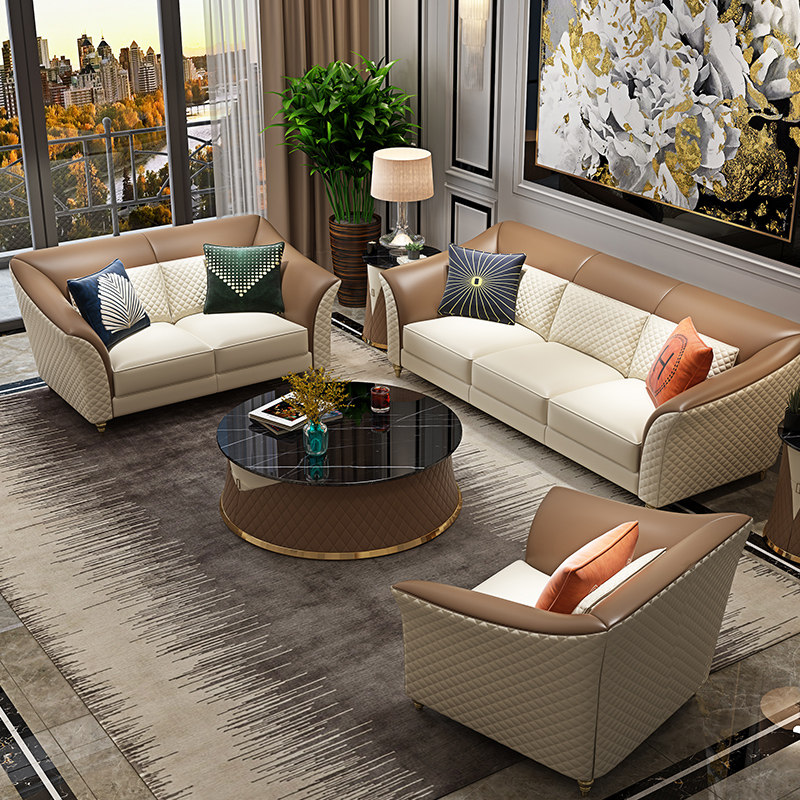 后现代轻奢真皮沙发头层牛皮简约欧式客厅样板间意式极简组合现货|ruв категории жилой мебели, диван класса, кожаный диван - от Buy2taobao.com для оказания профессиональной услуги покупки агента Taobao