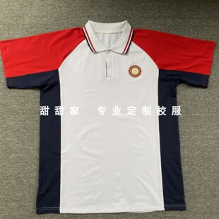 中小学校校服夏短袖学生POLO衫班服男女园服班服夏装T恤白红藏蓝