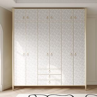 全实木衣柜卧室贝壳风平开门大衣柜轻奢高级衣柜大小户型衣橱定制