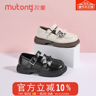 牧童女童公主鞋2024春秋小皮鞋单鞋黑色软底鞋子秋季配礼服小女孩
