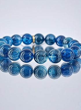 天然蓝晶石冰透手串蓝色单圈手链饰品气质显白节日礼物男女款