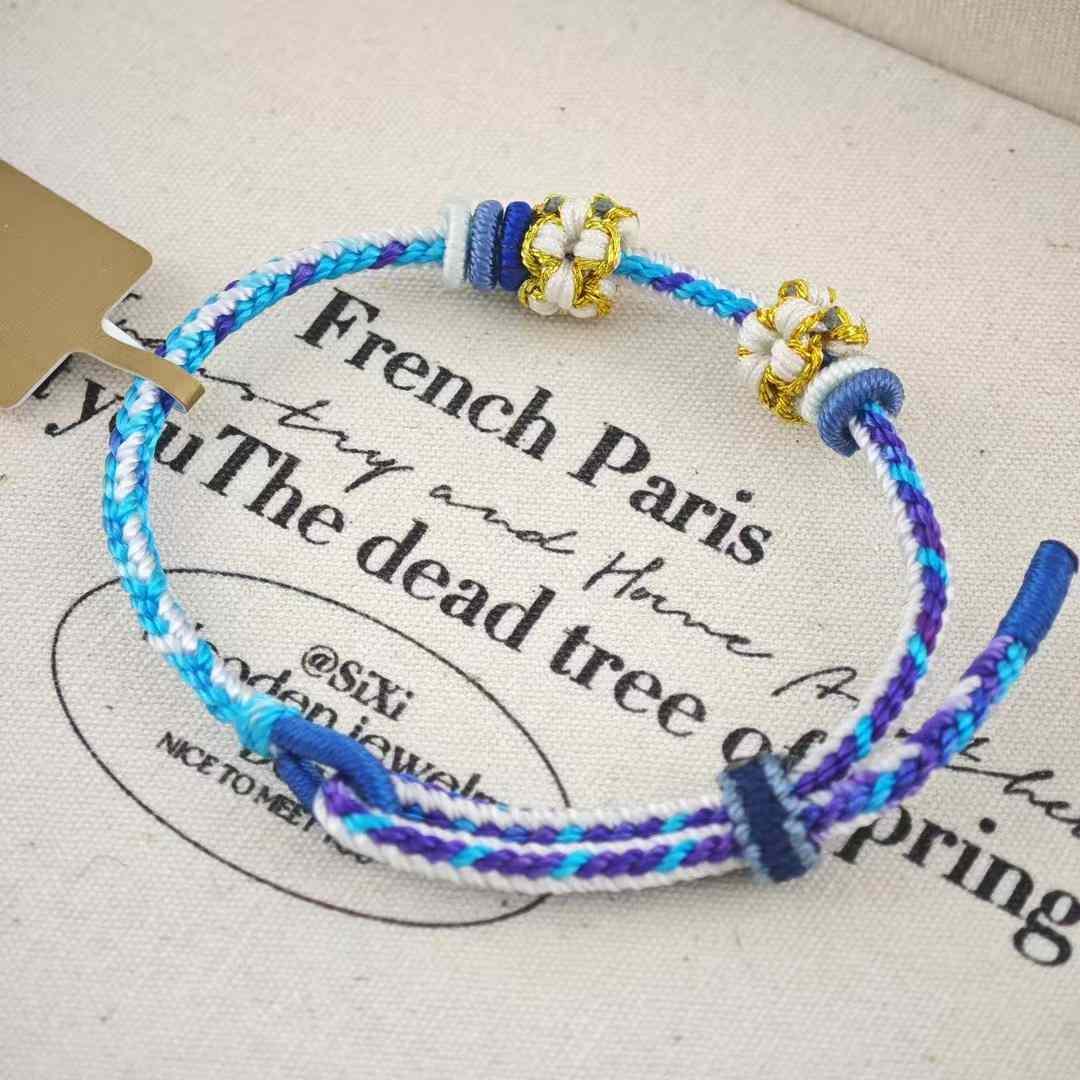 手工编织手绳可穿珠桃花编绳