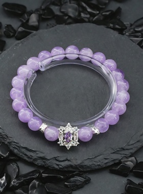天然紫水晶手串原创设计小清新单圈女滴流手链生日礼物