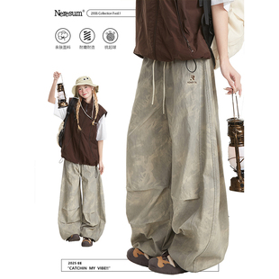 裤 弯刀裤 女美式 子宽松直筒运动显瘦休闲裤 复古迷彩裤 NERESUM工装