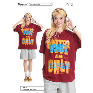 休闲上衣 T恤女可爱立体玩偶设计感夏季 NERESUM美式 字母印花短袖