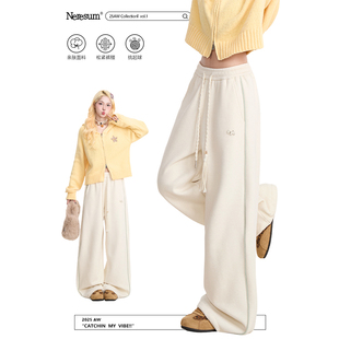 女加绒直筒慵懒百搭宽松运动休闲裤 复古卫裤 子美式 NERESUM秋冬裤