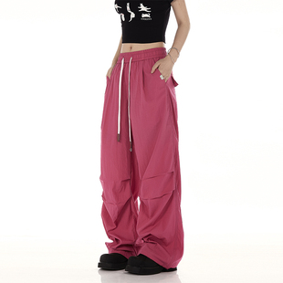 工装 褶皱伞兵直筒跳舞休闲运动裤 裤 薄款 子 女潮牌夏季 Neresum美式