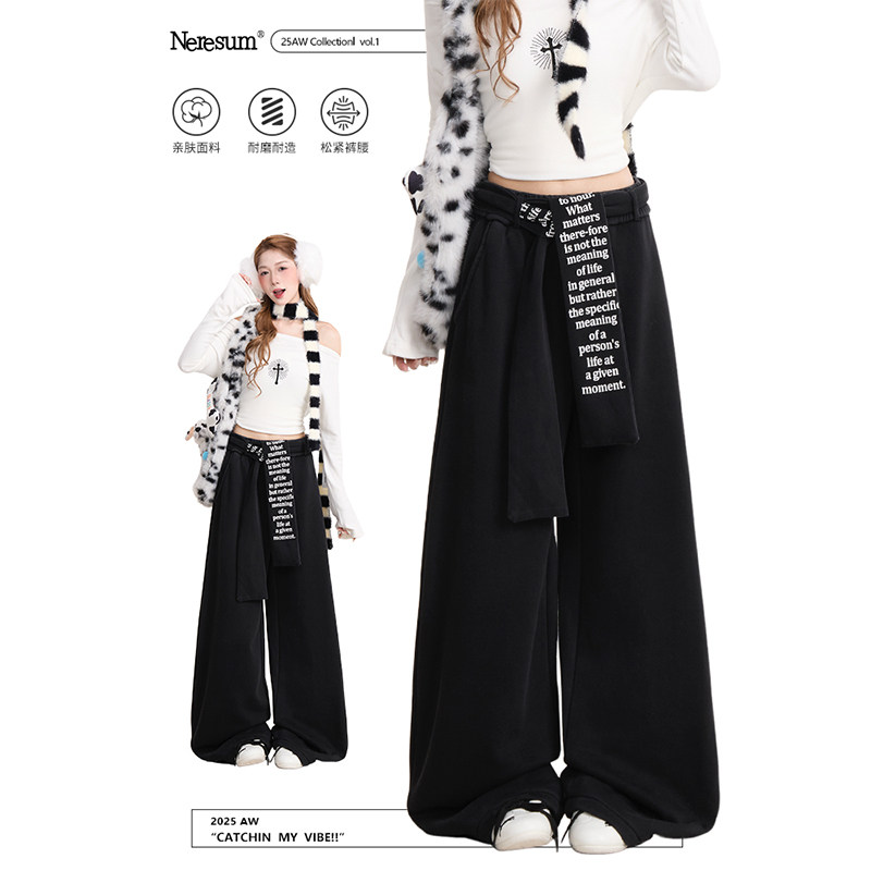 NERESUM美式字母腰带百搭卫裤