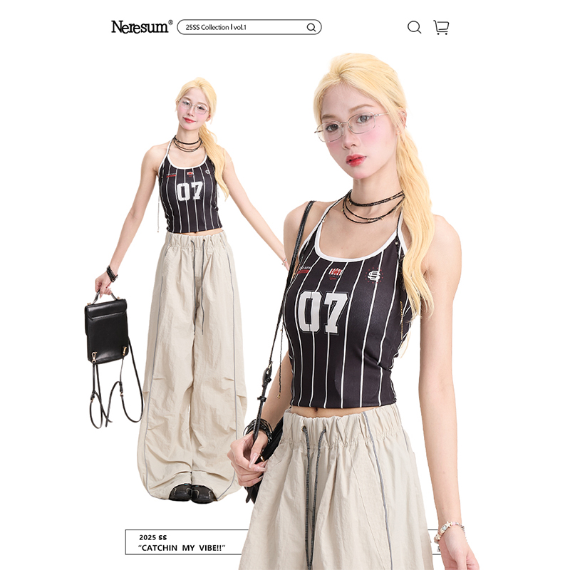 NERESUM美式复古辣妹运动背心
