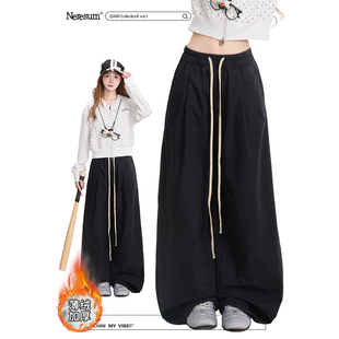 加绒加厚工装 子宽松运动阔腿裤 裤 潮牌防风裤 女美式 NERESUM冬季