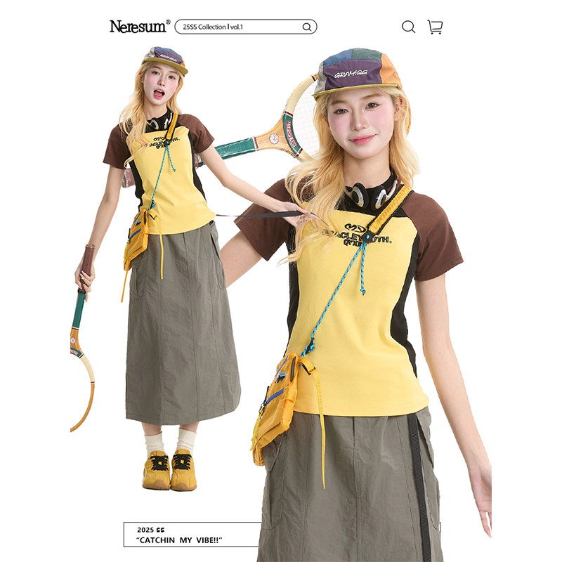 NERESUM美式插肩袖运动风短袖图片