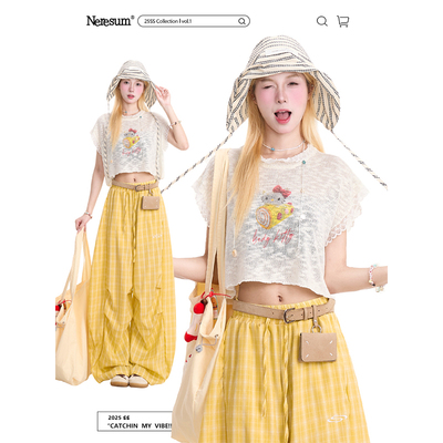 NERESUM蕾丝拼接针织衫罩衫