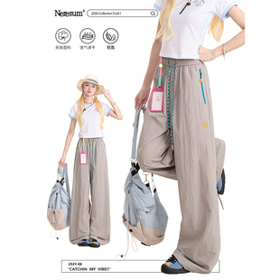 复古工装 阔腿显瘦裤 裤 新款 子 女潮牌户外运动休闲裤 NERESUM美式