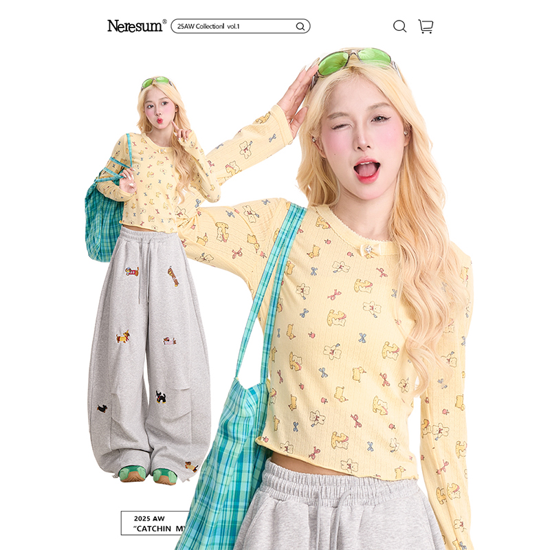 NERESUM可爱卡通满印短款长袖