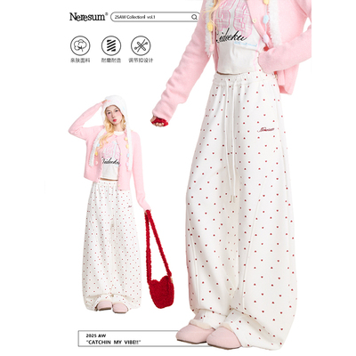 甜美满印爱心跳舞卫裤女