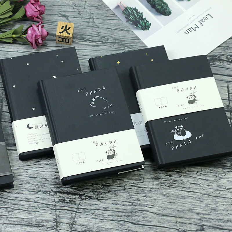 黑纸本黑色纸内页黑卡日记本笔记本创意空白DIY手绘手账本熊猫