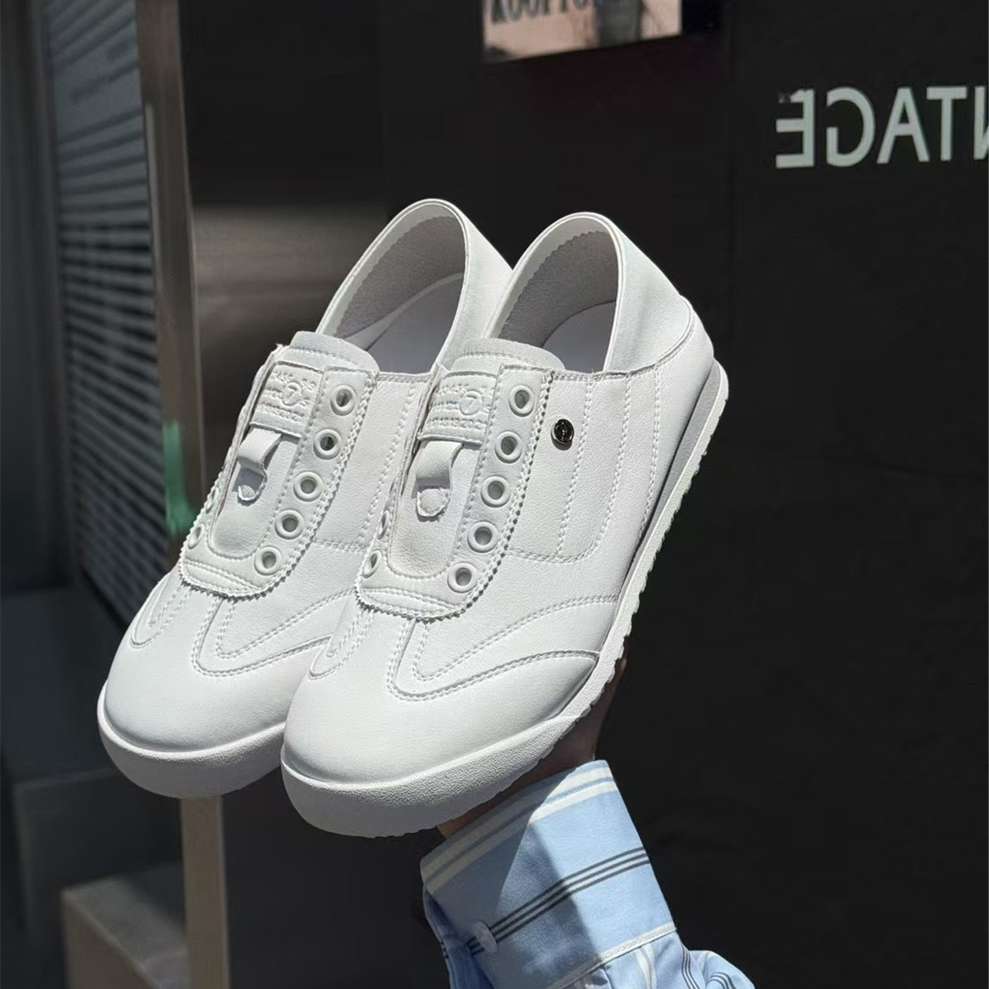 真皮不规则两穿德训鞋女