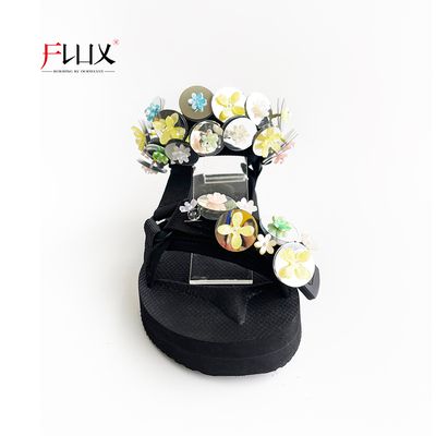 流FLUX-星空 新款手工法绣防滑厚底减震亮片沙滩凉鞋花diy鞋装饰
