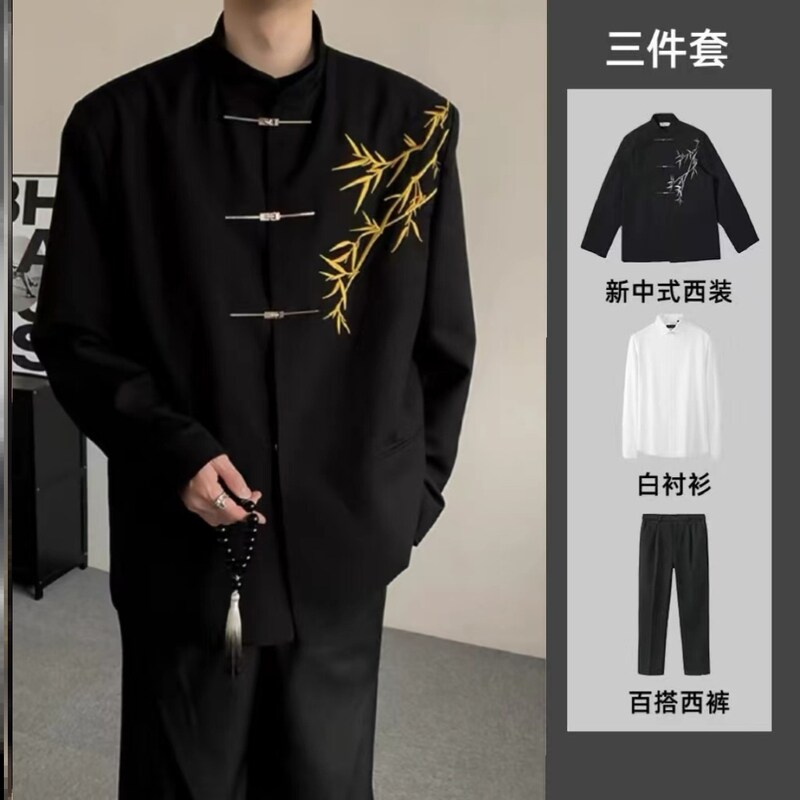 成人礼礼服男高中生男生休闲潮流西装套装高级韩版主持人毕业礼服