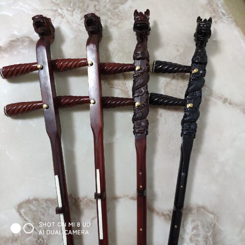 紫檀龙头板胡杆半黑檀秦腔板胡