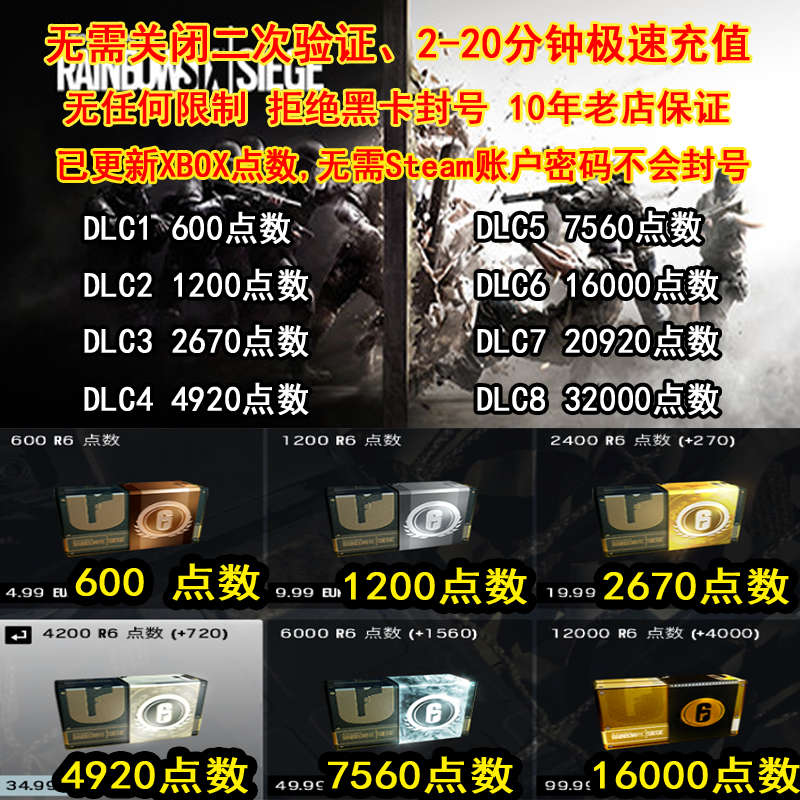 steam游戏彩虹六号r6点数围攻XBOX充值Y8第八年季票迎新包通行证怎么看?