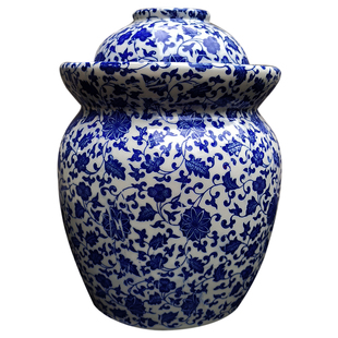 韩国泡菜坛陶瓷腌菜密封罐厨房储物瓶罐景德镇制青花健康环保中号