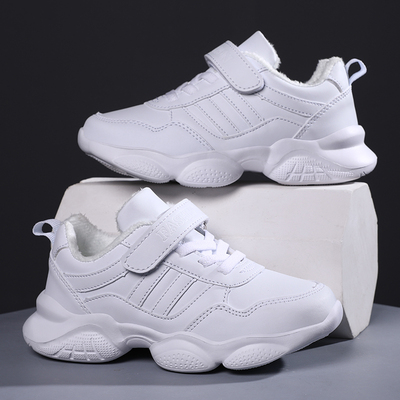 儿童雪地冬季毛加绒大棉鞋子白色