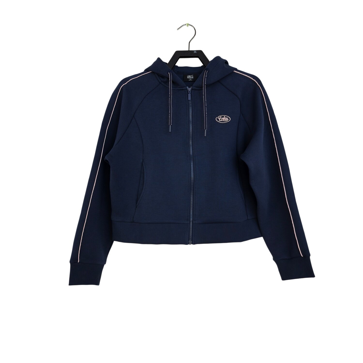 鸿星尔克女连帽开衫卫衣短外套2026年春季新款休闲运动宽松版上衣