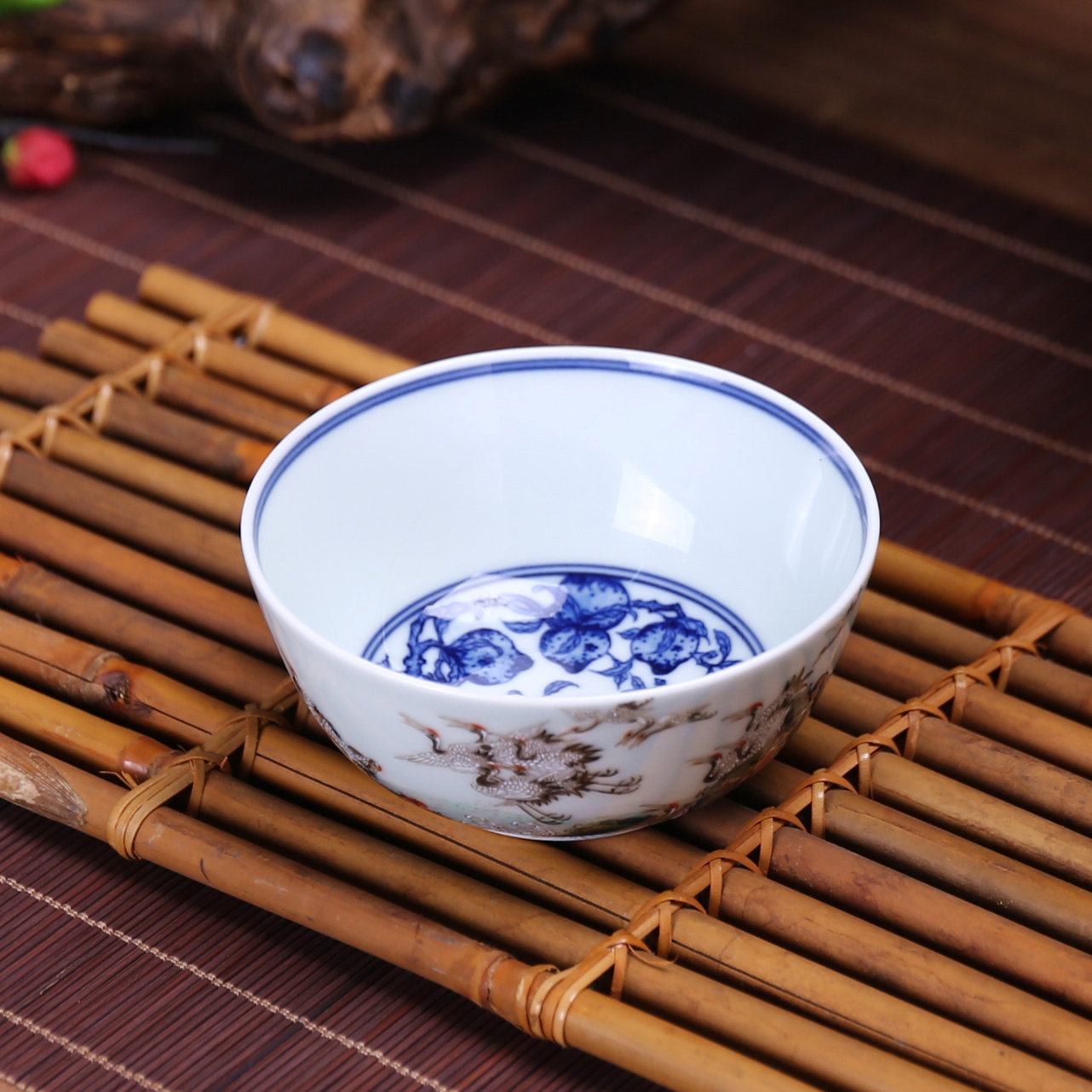 元水堂茶具 高端茶杯 珐琅彩杯子 仙鹤 景德镇手工 品名杯 60ML