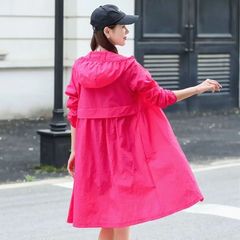宽松防晒服防紫外线开衫薄外套户外时尚风衣防晒衣女款中长款外衣