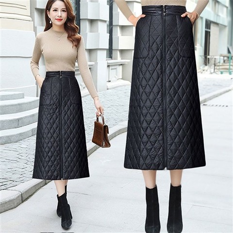 2024冬裙女秋冬新款加厚棉裙半身裙冬季中长款冬天裙子冬长裙外穿